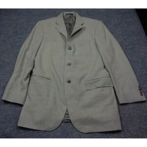 Vtg Polo By Ralph Lauren Blazer 42L Beige 100% Cashmere Glen Check Plaid  Italy